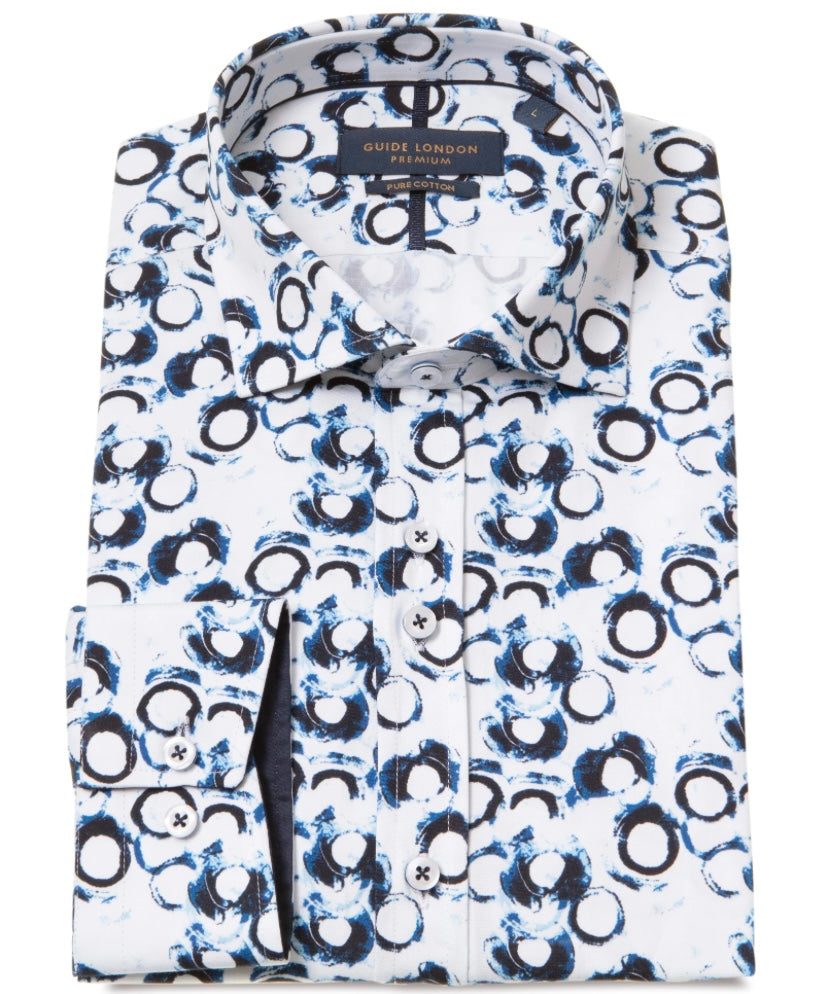 Guide London Echoed Circle Print Long Sleeve Shirt