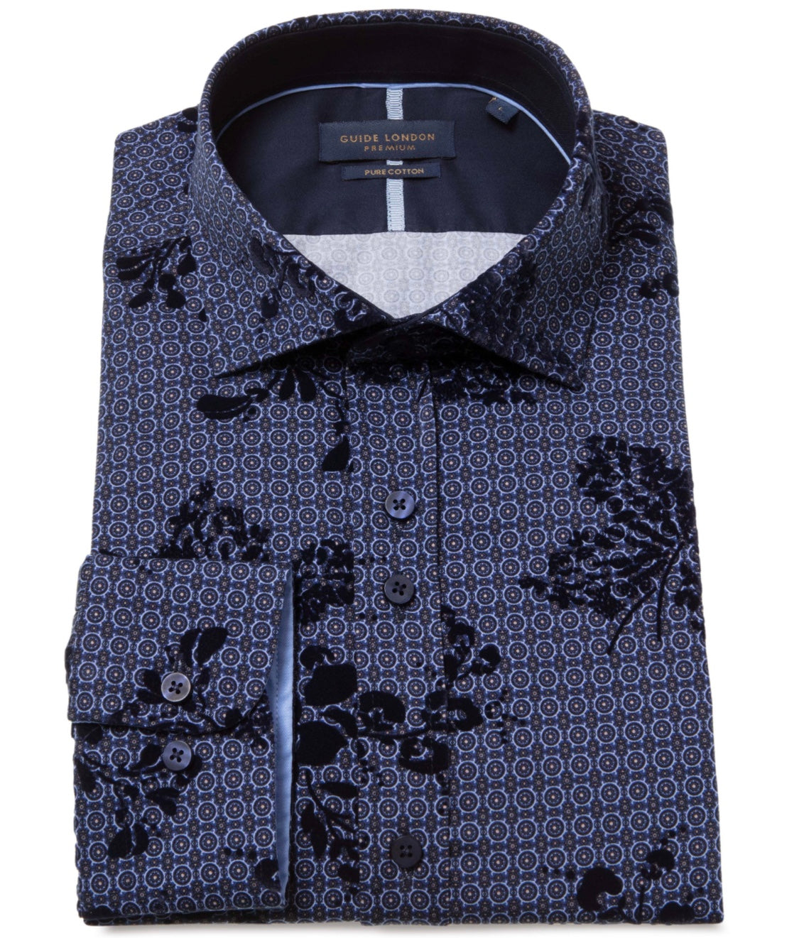 Guide London Blue Floral Long Sleeved Shirt