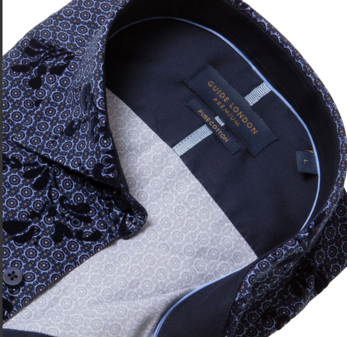 Guide London Blue Floral Long Sleeved Shirt