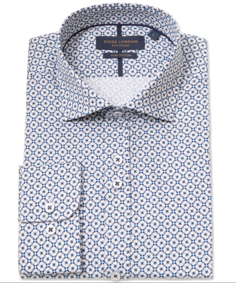 Guide London Geometric Print Long Sleeve Shirt