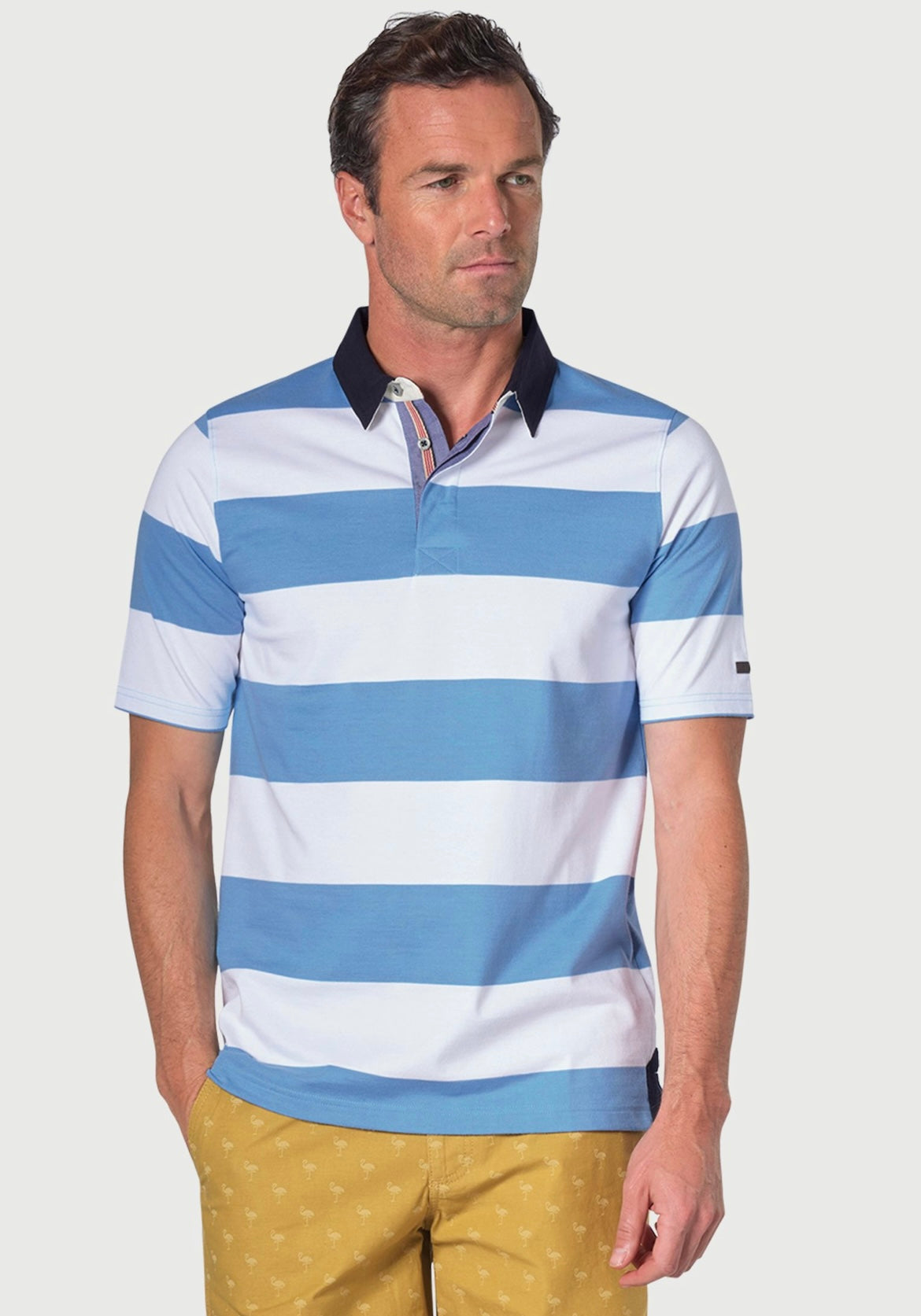 Brook Taverner Light Blue Striped Rugby Shirt