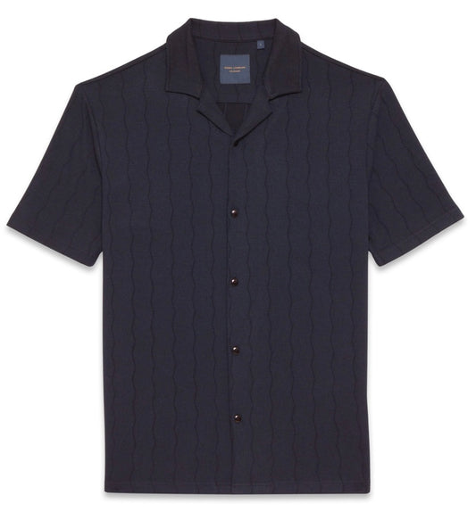 Guide London Knitted Button Through Revere Collar Short Sleeve Shirt