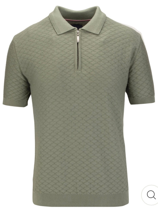 Guide London Sage Knitted Polo Short Sleeved