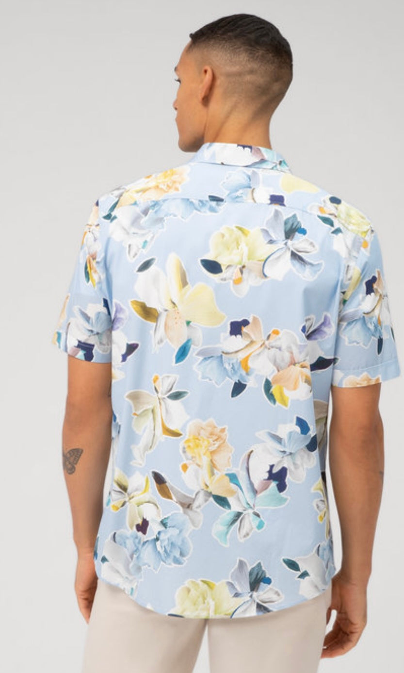 Olymp Blue/Yellow Casual Pattern Shirt