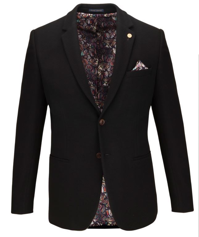 Guide London Mens Modern Tailored Blazer - Black