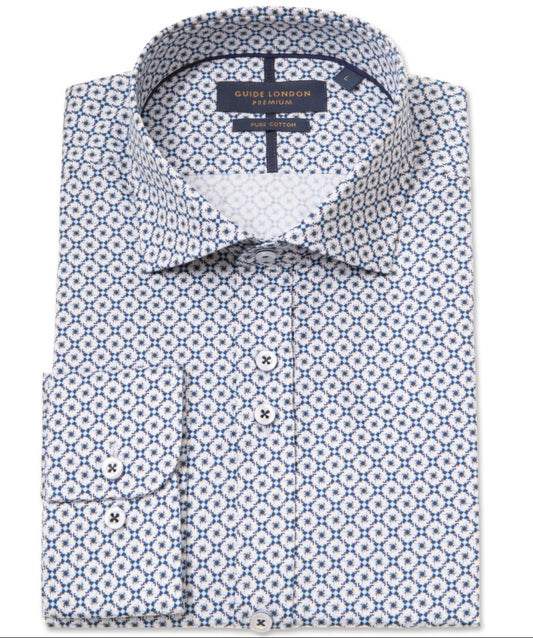 Guide London Geometric Print Long Sleeve Shirt