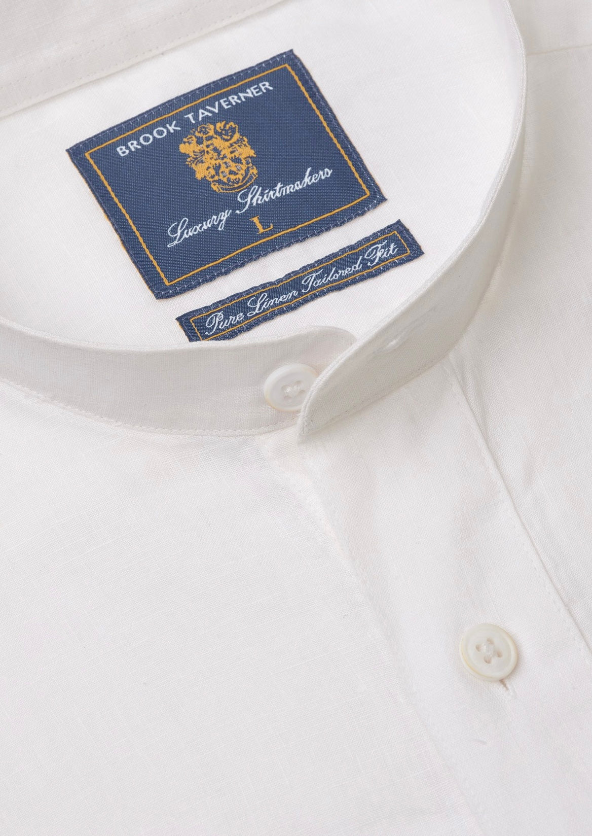 Brook Taverner Linen Grandad Collar Popover