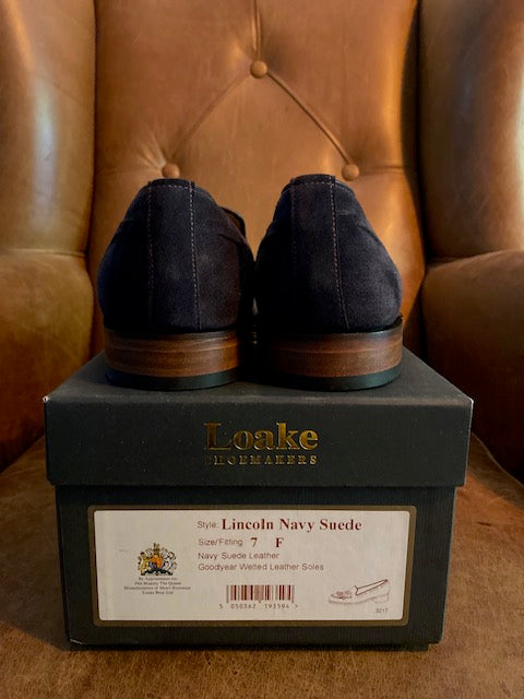 Loake Lincoln Navy Suede Leather Loafers 7F