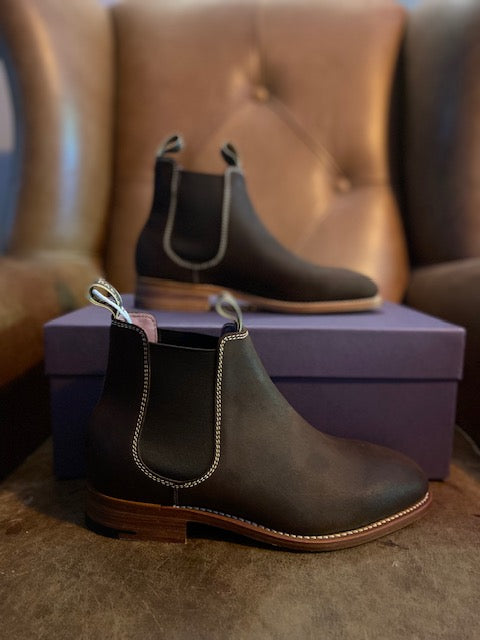 Barker Gina Mid Brown Waxy Suede Ladies Boots 4 D