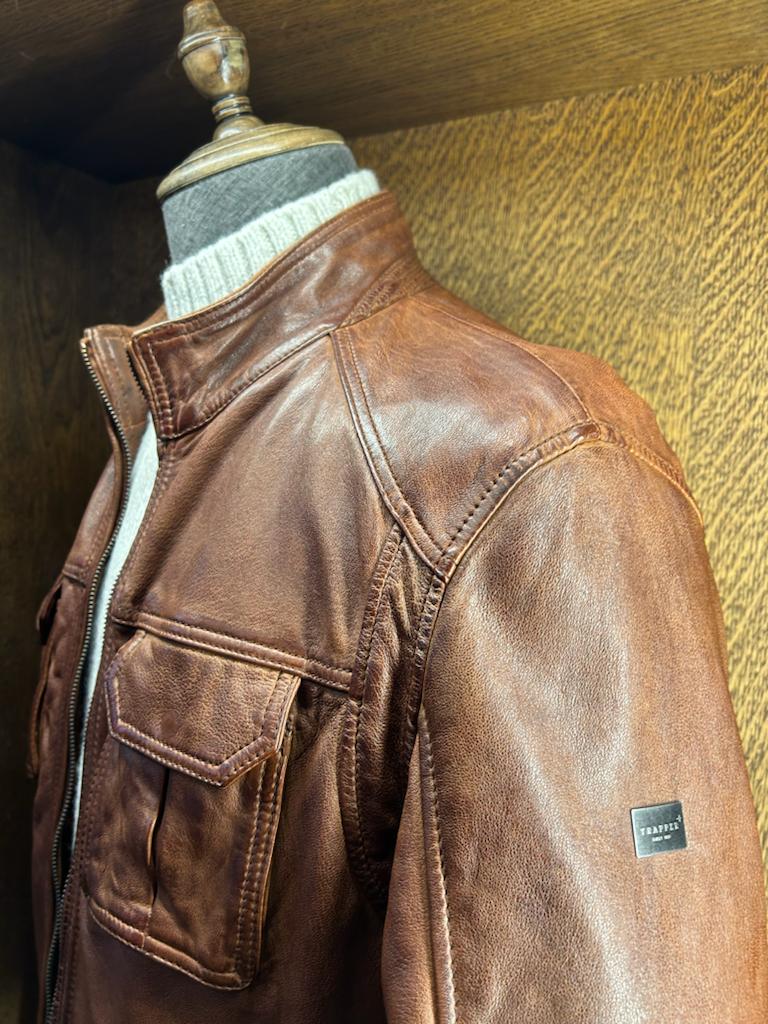 Trapper Mens Leather Jacket Jason - Rust