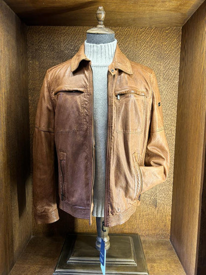 Trapper Mens Leather Jacket Sandor - Rust