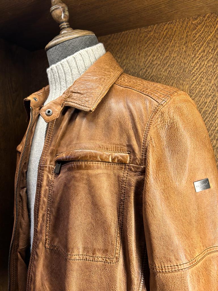 Trapper Mens Leather Jacket Sandor - Rust